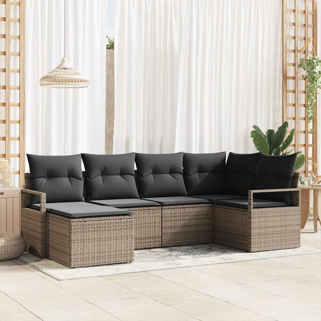 Bankstel Met Kussen Met Opslag 6 Pcs En Crème Poly Rattan