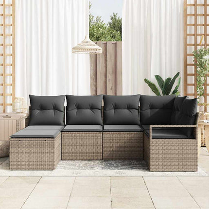 Bankstel Met Kussen Met Opslag 6 Pcs Poly Rattan