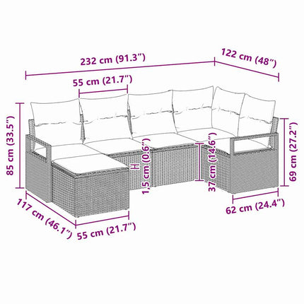 Bankstel Met Kussen Met Opslag 6 Pcs Poly Rattan
