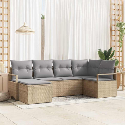 Bankstel Met Kussen Met Opslag 6 Pcs En Crème Poly Rattan