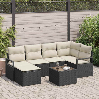 Bankstel Met Kussen Met Opslag 6 Pcs En Crème Poly Rattan