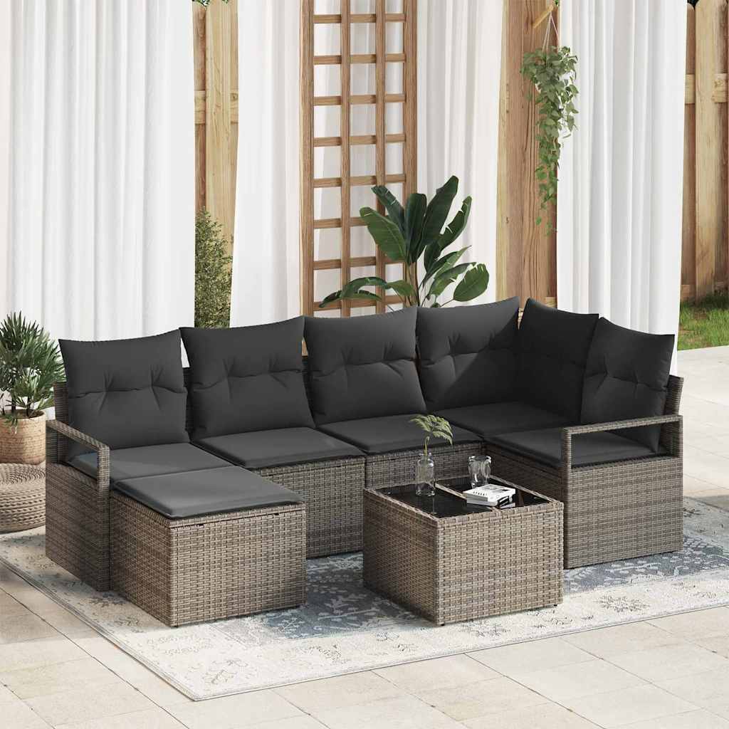 Bankstel Met Kussen Met Opslag 6 Pcs En Crème Poly Rattan
