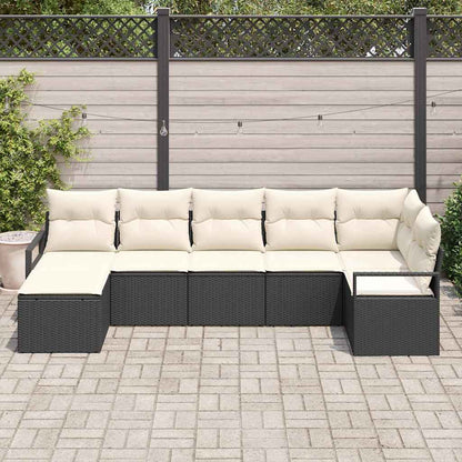 Bankstel Met Kussen Met Opslag 7 Pcs En Crème Poly Rattan