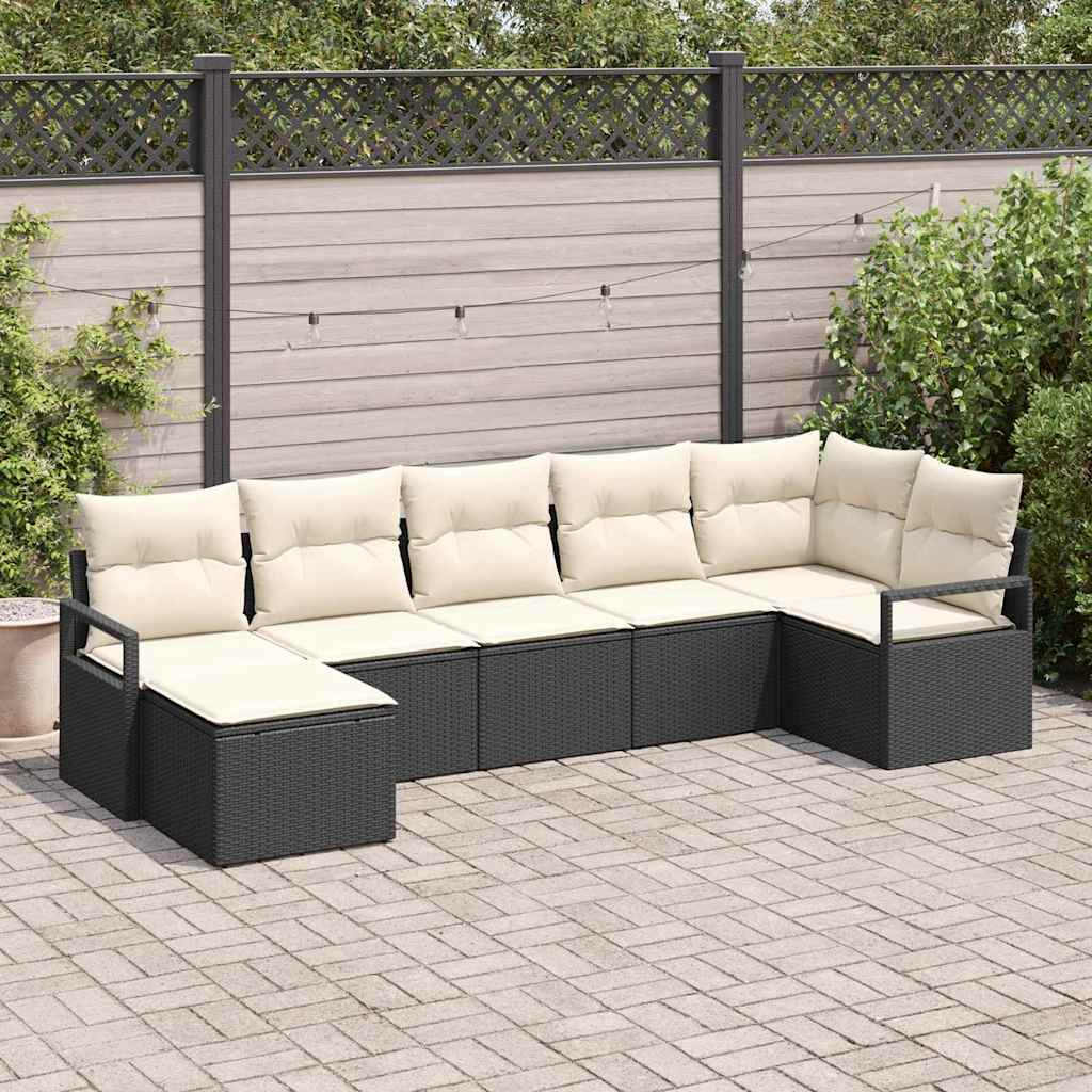 Bankstel Met Kussen Met Opslag 7 Pcs En Crème Poly Rattan