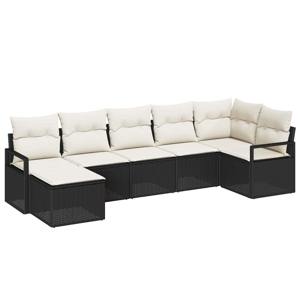 Bankstel Met Kussen Met Opslag 7 Pcs En Crème Poly Rattan