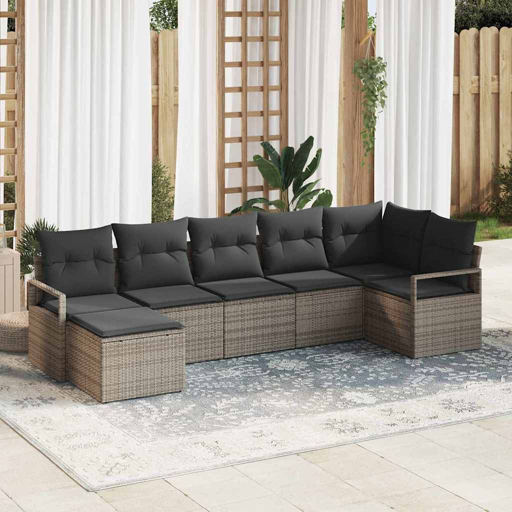 Bankstel Met Kussen Met Opslag 7 Pcs En Crème Poly Rattan