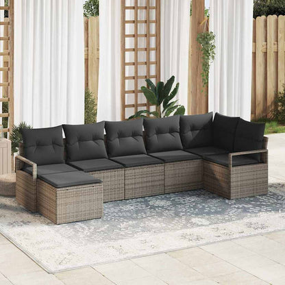 Bankstel Met Kussen Met Opslag 7 Pcs En Crème Poly Rattan
