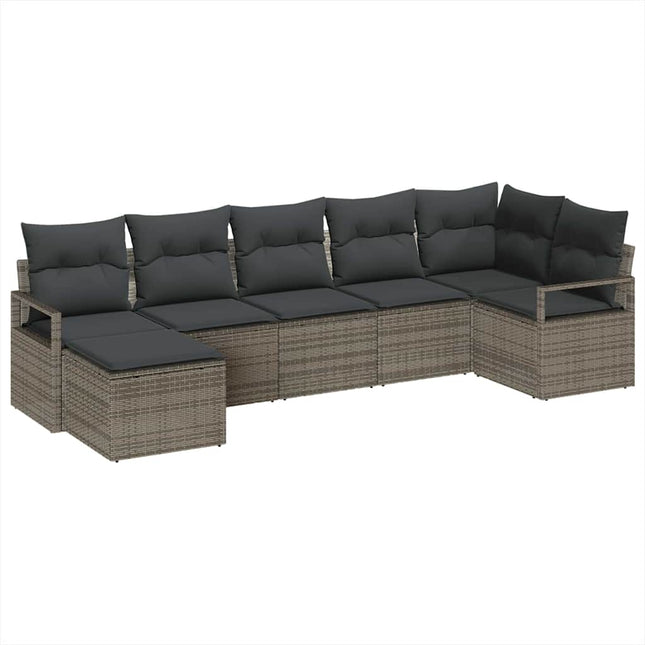 Bankstel Met Kussen Met Opslag 7 Pcs Poly Rattan