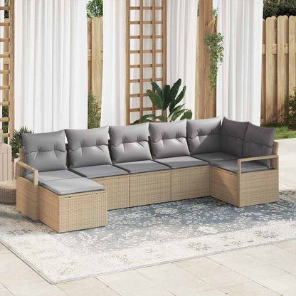 Bankstel Met Kussen Met Opslag 7 Pcs En Crème Poly Rattan