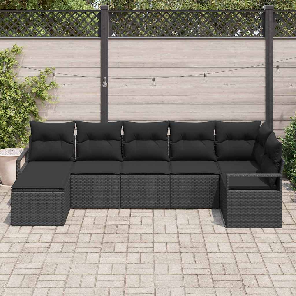 Bankstel Met Kussen Met Opslag 7 Pcs En Crème Poly Rattan
