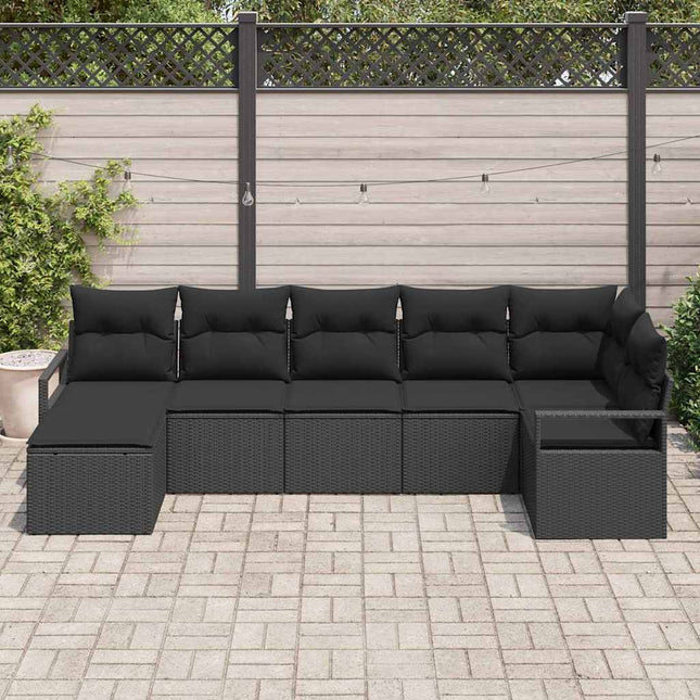 Bankstel Met Kussen Met Opslag 7 Pcs Poly Rattan