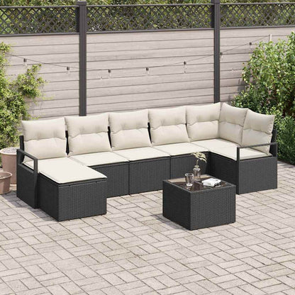 Bankstel Met Kussen Met Opslag 7 Pcs En Crème Poly Rattan