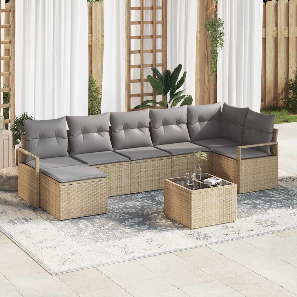 Bankstel Met Kussen Met Opslag 7 Pcs En Crème Poly Rattan