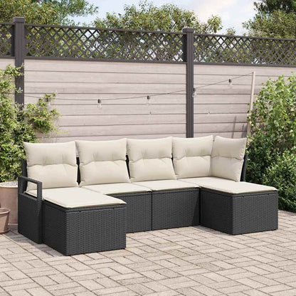 Bankstel Met Kussen Met Opslag 6 Pcs En Crème Poly Rattan