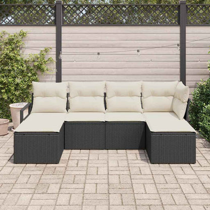 Bankstel Met Kussen Met Opslag 6 Pcs En Crème Poly Rattan