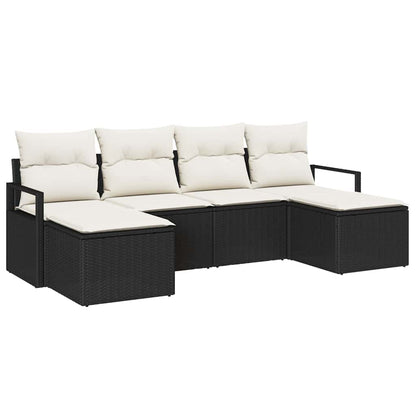 Bankstel Met Kussen Met Opslag 6 Pcs En Crème Poly Rattan