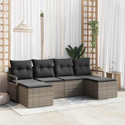 Bankstel Met Kussen Met Opslag 6 Pcs Poly Rattan