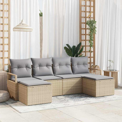 Bankstel Met Kussen Met Opslag 6 Pcs En Crème Poly Rattan
