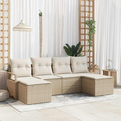 Bankstel Met Kussen Met Opslag 6 Pcs En Crème Poly Rattan