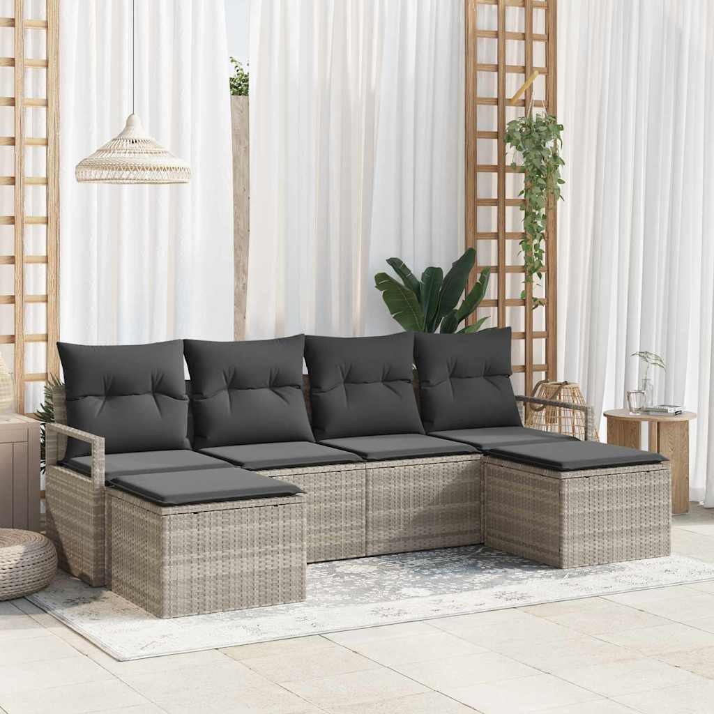 Bankstel Met Kussen Met Opslag 6 Pcs En Crème Poly Rattan