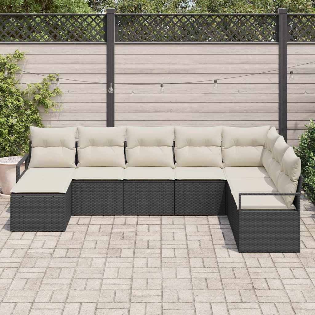 Bankstel Met Kussen Met Opslag 8 Pcs En Crème Poly Rattan