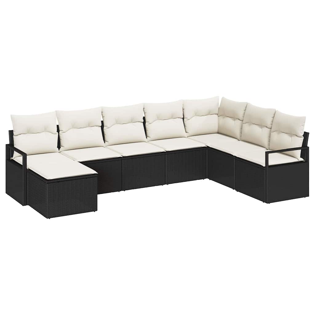 Bankstel Met Kussen Met Opslag 8 Pcs En Crème Poly Rattan