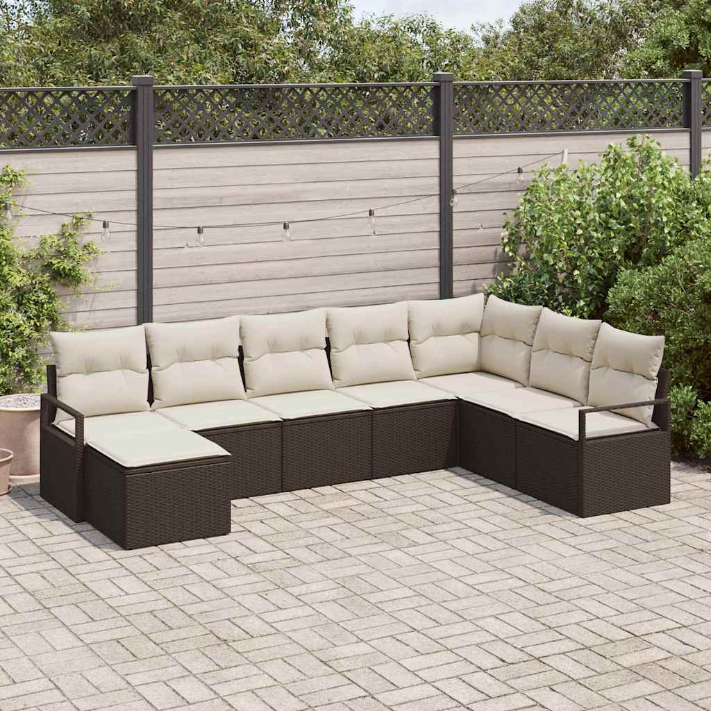 Bankstel Met Kussen Met Opslag 8 Pcs En Crème Poly Rattan