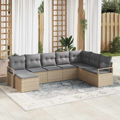 Bankstel Met Kussen Met Opslag 8 Pcs En Crème Poly Rattan