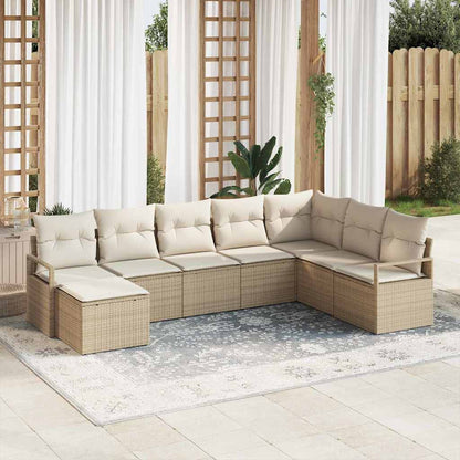 Bankstel Met Kussen Met Opslag 8 Pcs En Crème Poly Rattan
