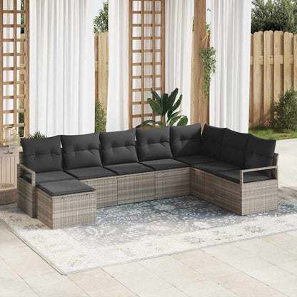 Bankstel Met Kussen Met Opslag 8 Pcs En Crème Poly Rattan