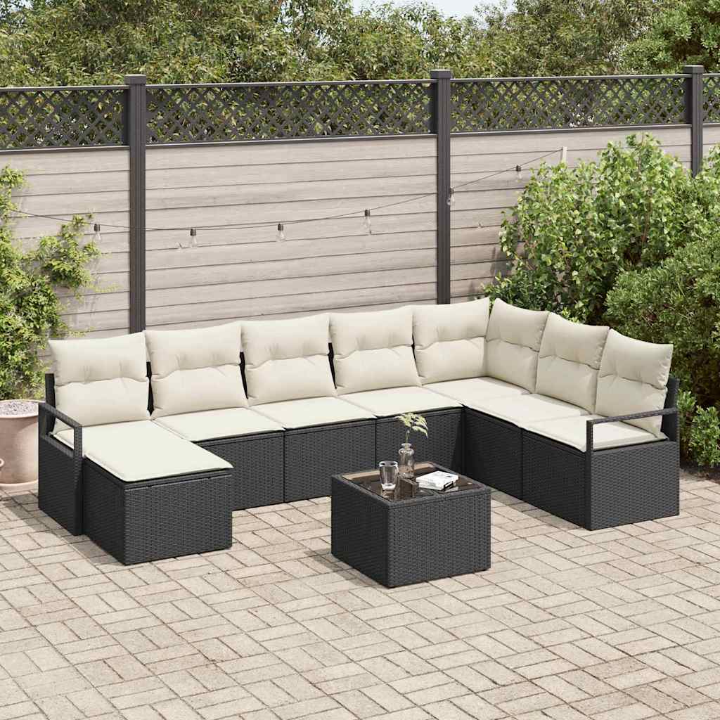 Bankstel Met Kussen Met Opslag 8 Pcs En Crème Poly Rattan