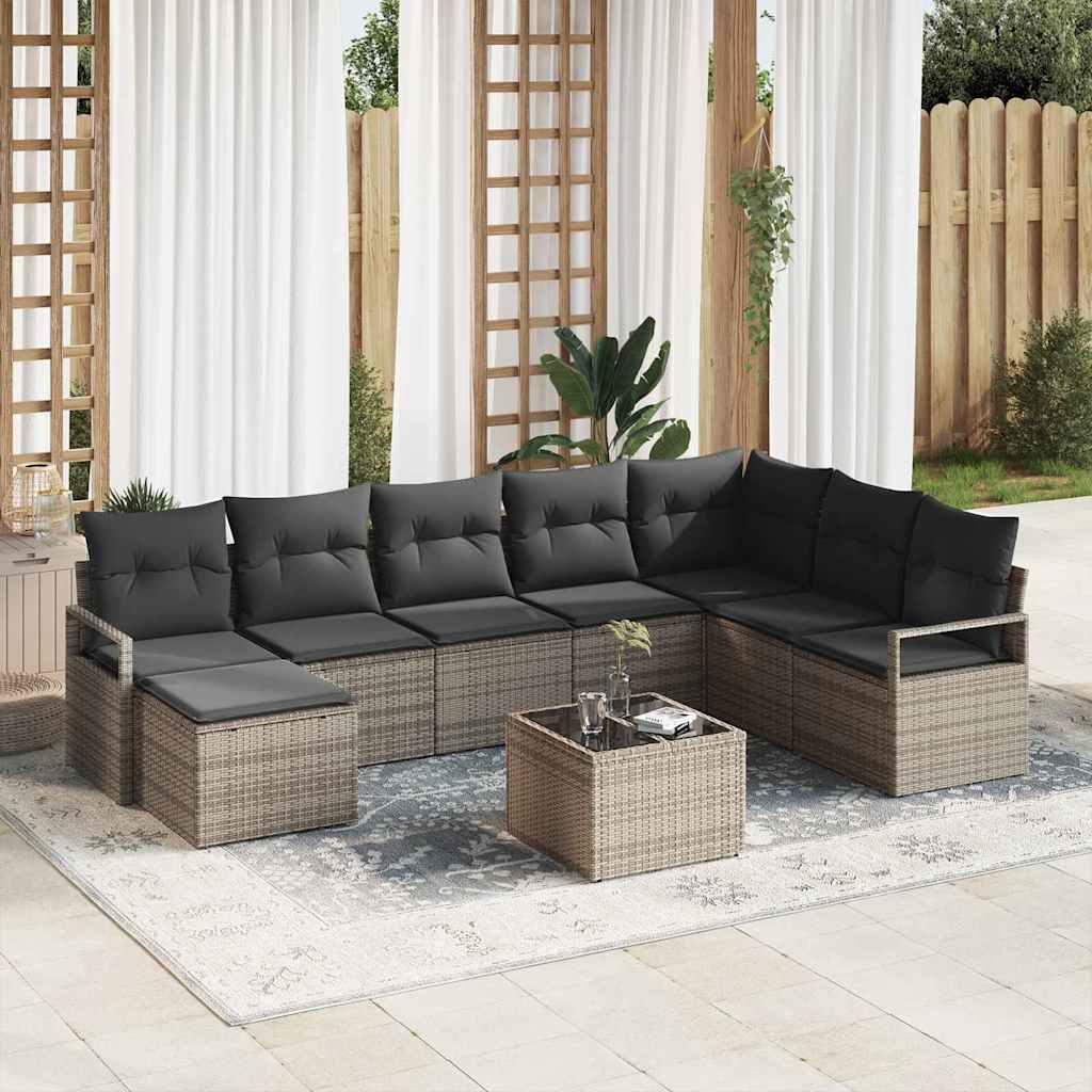 Bankstel Met Kussen Met Opslag 8 Pcs En Crème Poly Rattan