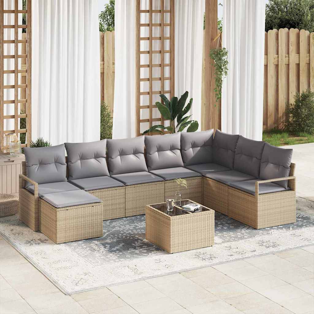 Bankstel Met Kussen Met Opslag 8 Pcs En Crème Poly Rattan