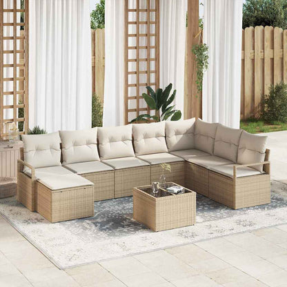 Bankstel Met Kussen Met Opslag 8 Pcs En Crème Poly Rattan
