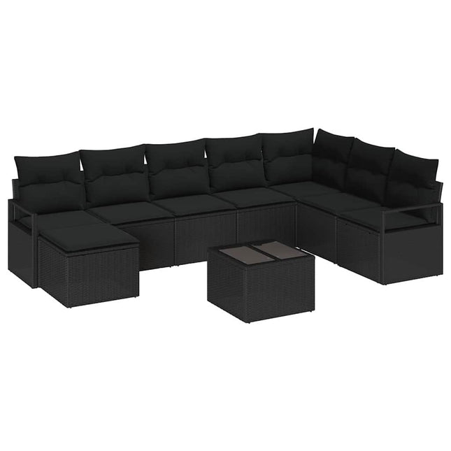 Bankstel Met Kussen Met Opslag 9 Pcs Poly Rattan