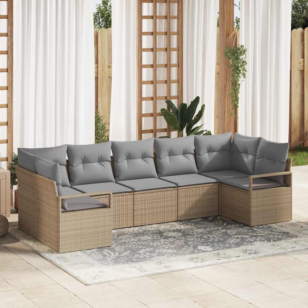 Tuinbankenset Met Kussen 7 Pcs Poly Rattan