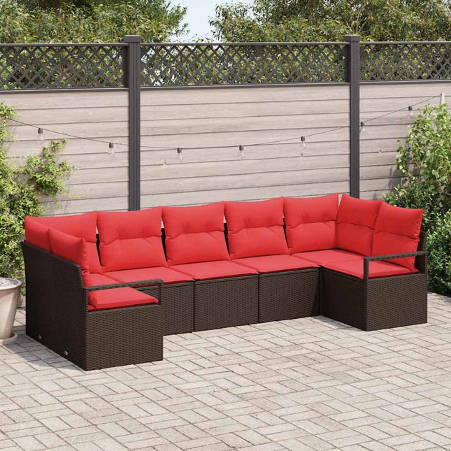 Tuinbankenset Met Kussen 7 Pcs Poly Rattan