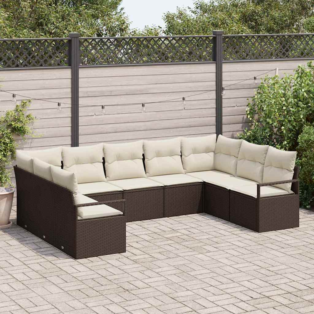 Tuinbankenset Met Kussen 9 Pcs Poly Rattan