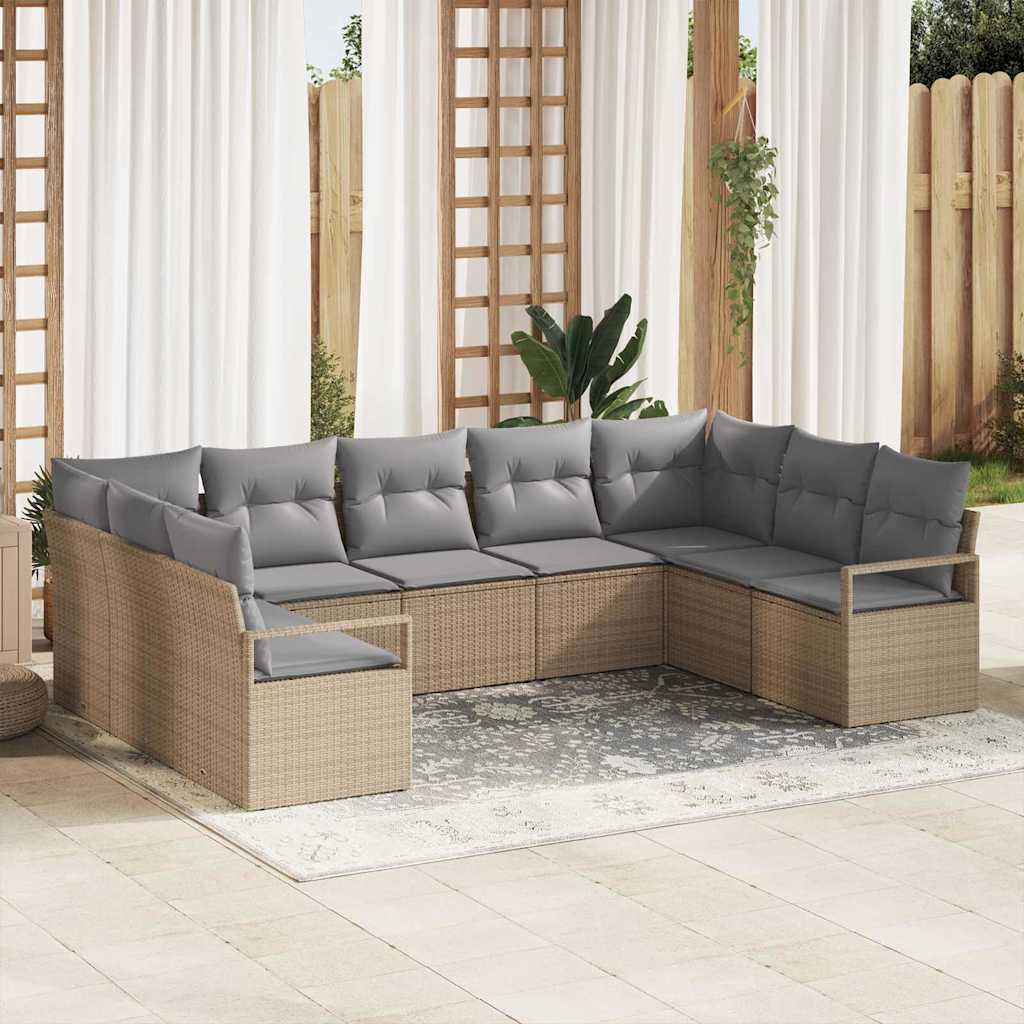 Tuinbankenset Met Kussen 9 Pcs Poly Rattan