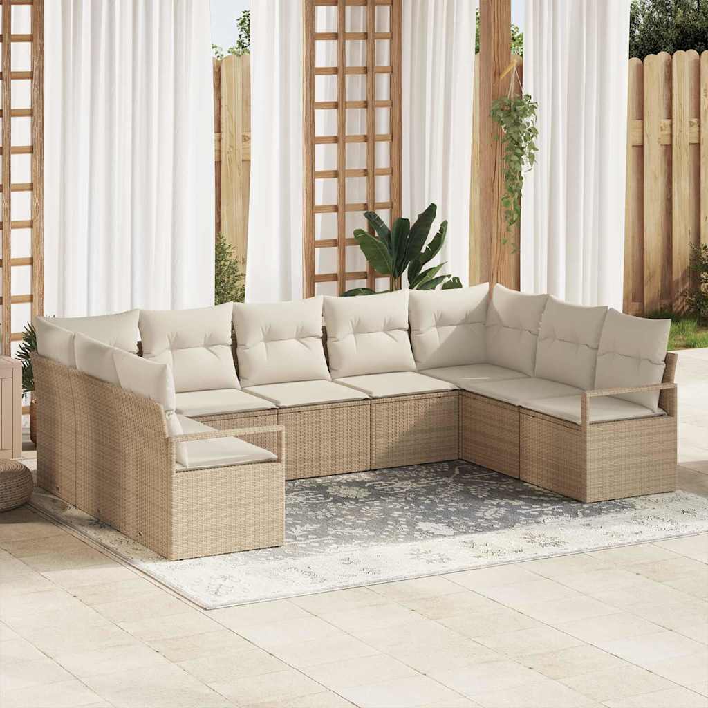 Tuinbankenset Met Kussen 9 Pcs Poly Rattan