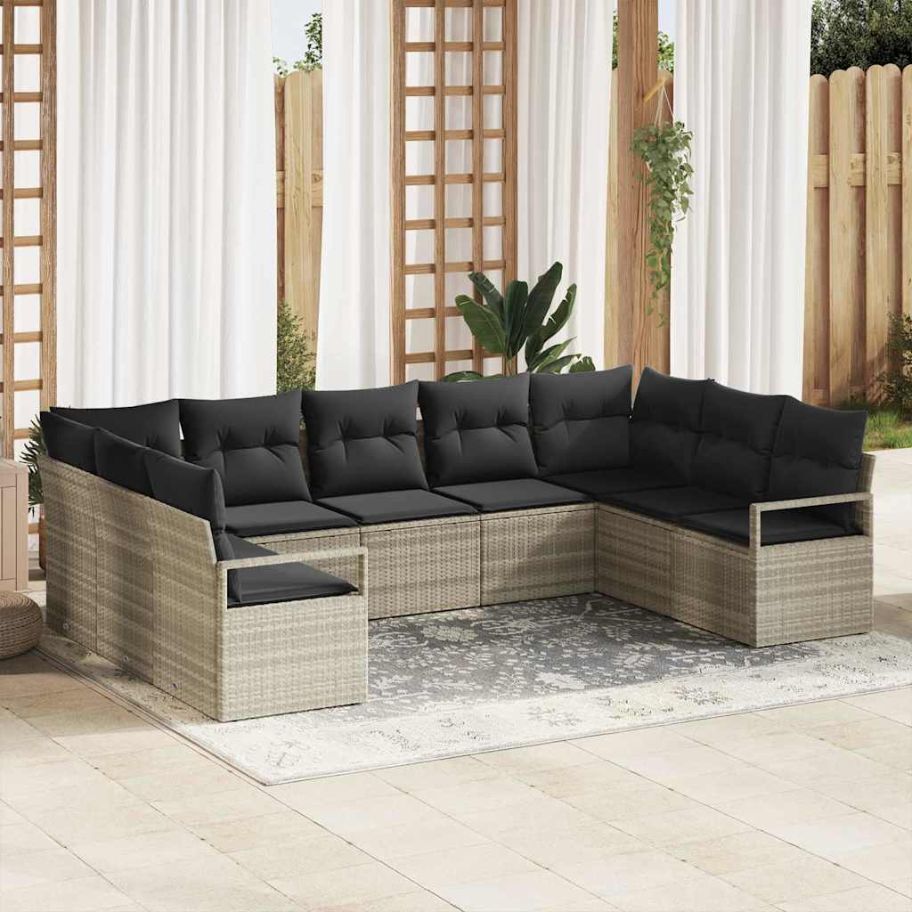 Tuinbankenset Met Kussen 9 Pcs Poly Rattan
