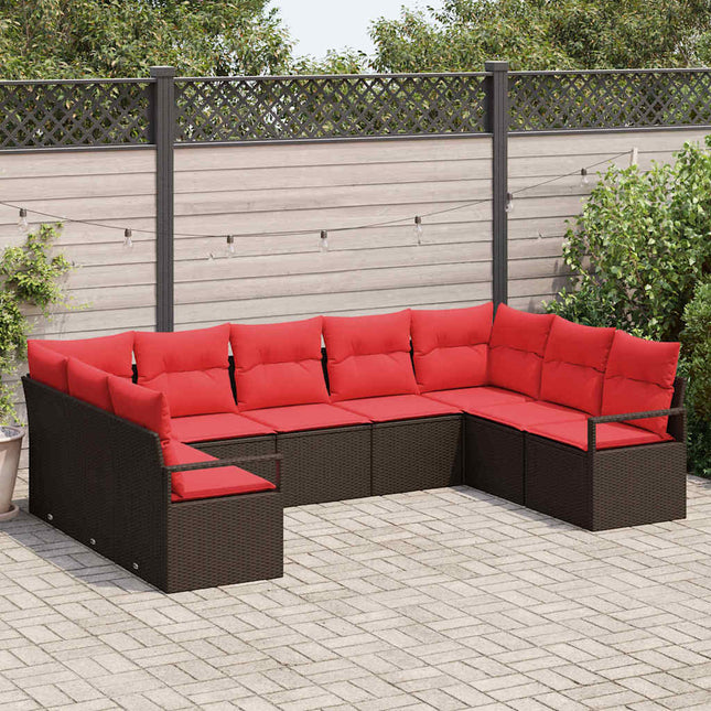 Tuinbankenset Met Kussen 9 Pcs Poly Rattan