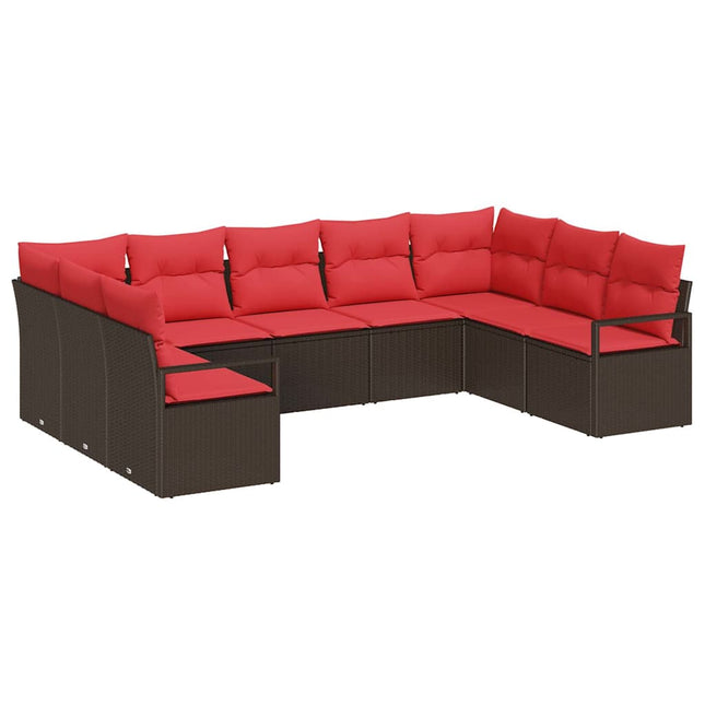 Tuinbankenset Met Kussen 9 Pcs Poly Rattan