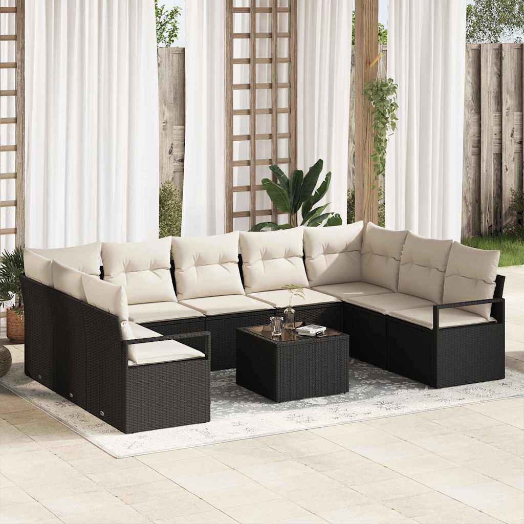 Tuinbankenset Met Kussen 9 Pcs Poly Rattan