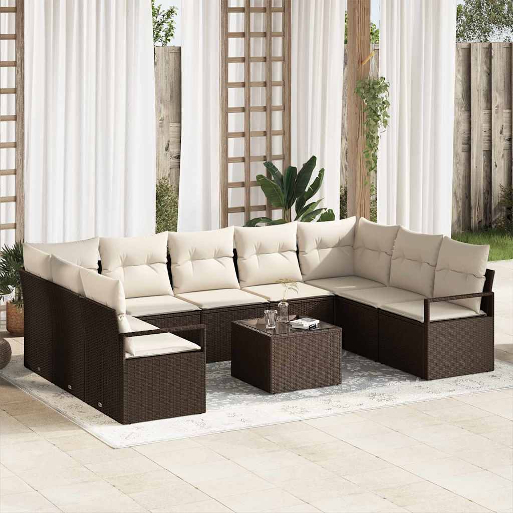 Tuinbankenset Met Kussen 9 Pcs Poly Rattan