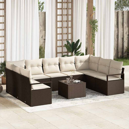Tuinbankenset Met Kussen 9 Pcs Poly Rattan