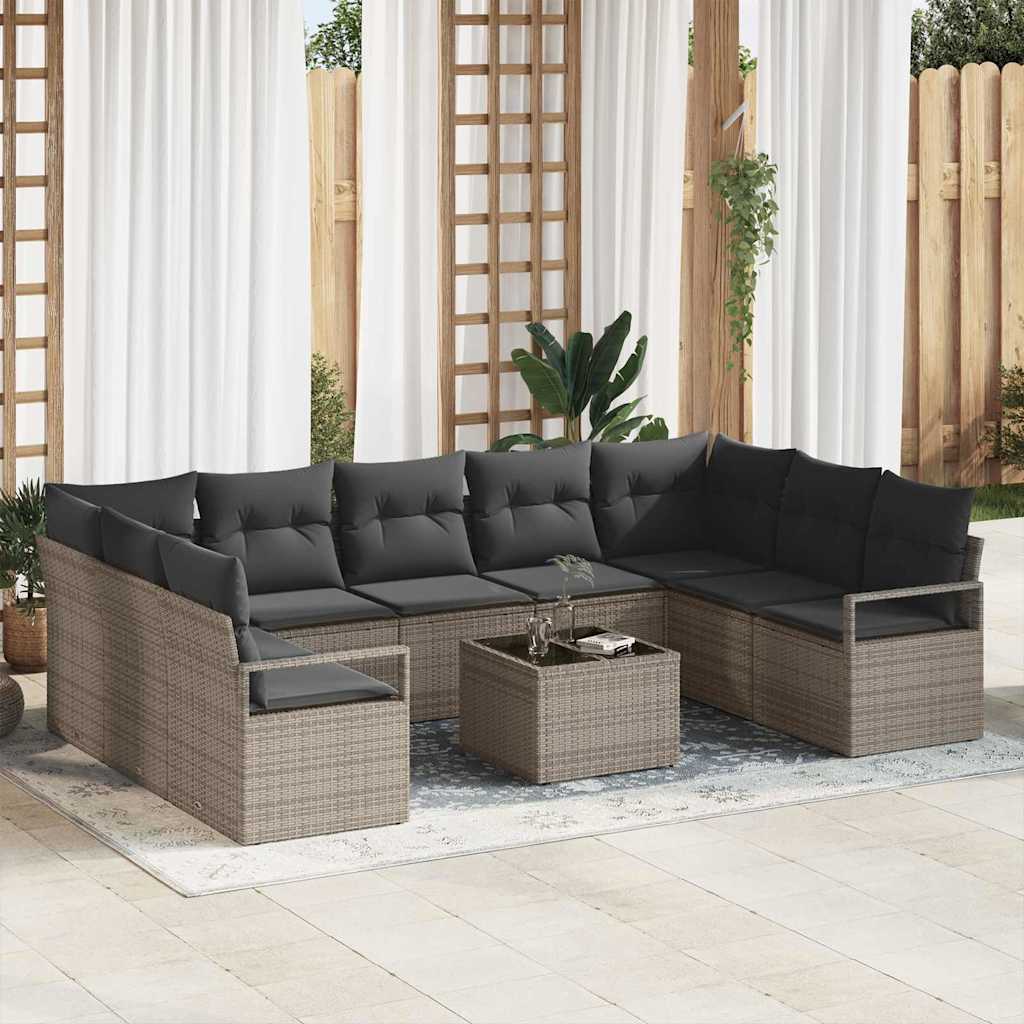 Tuinbankenset Met Kussen 9 Pcs Poly Rattan