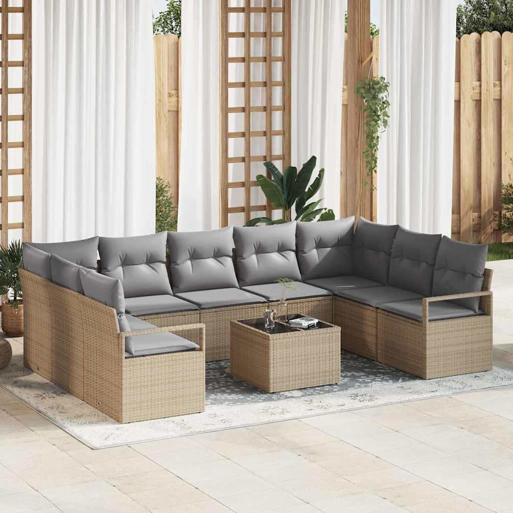 Tuinbankenset Met Kussen 9 Pcs Poly Rattan
