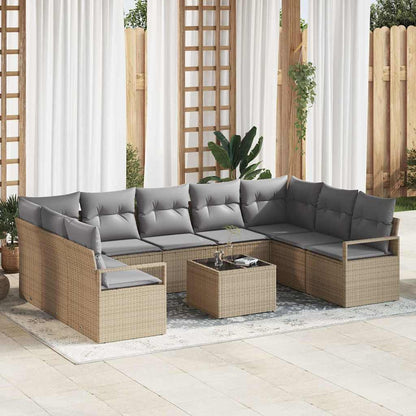 Tuinbankenset Met Kussen 9 Pcs Poly Rattan