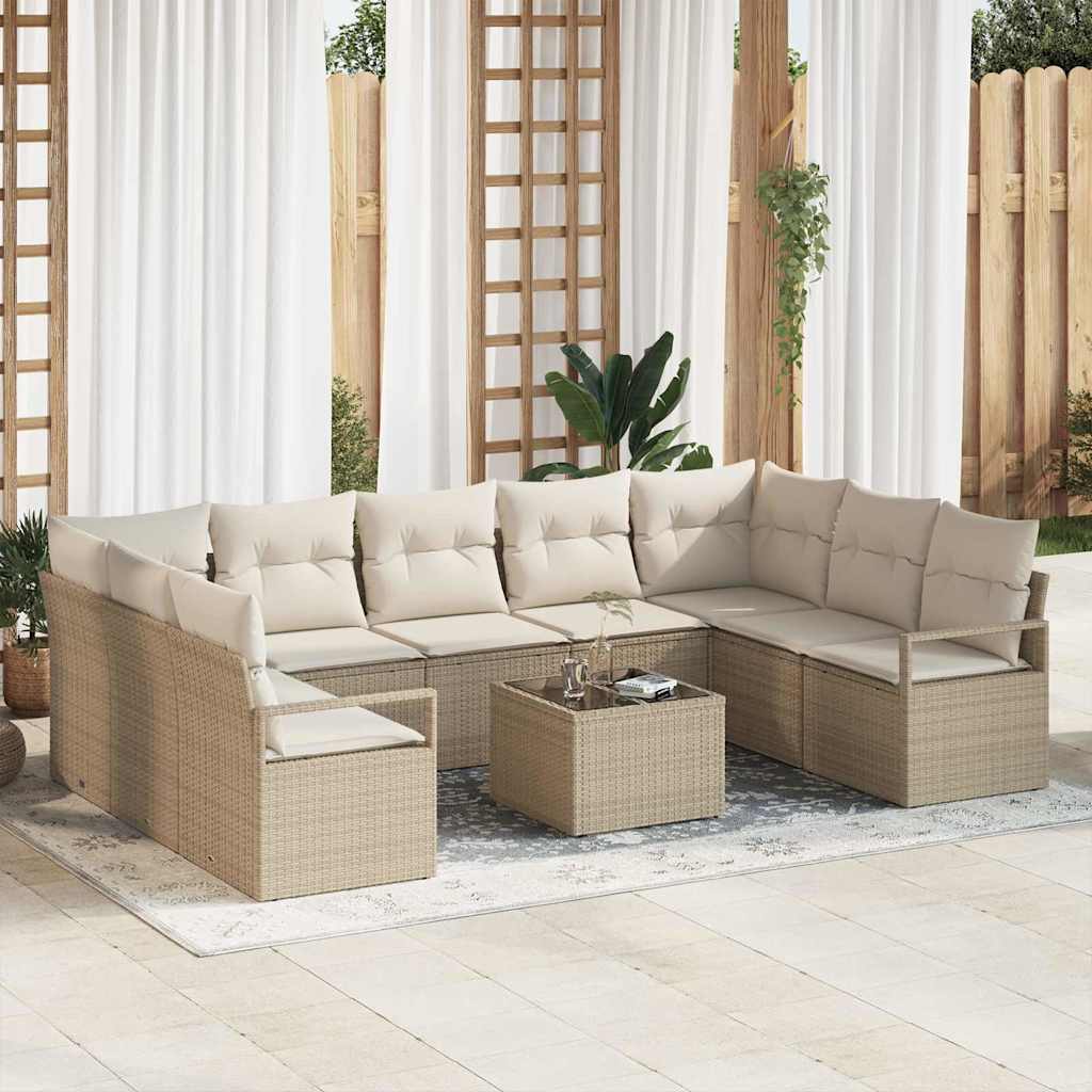 Tuinbankenset Met Kussen 9 Pcs Poly Rattan
